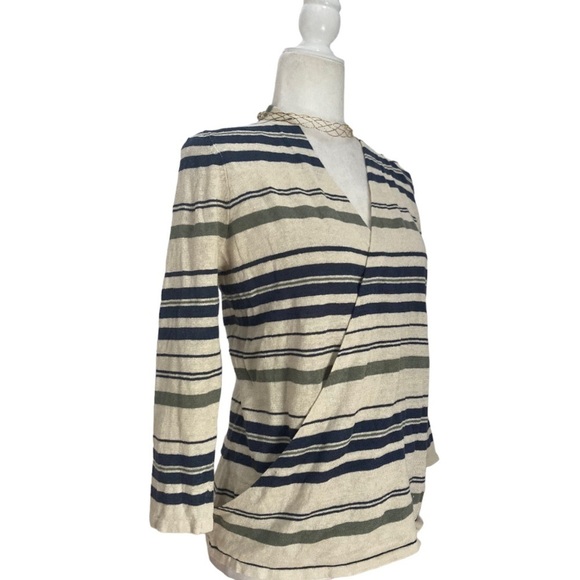 NWT Paul Costelloe Wrap Sweater Linen Striped Jumper Women’s - Picture 8 of 8